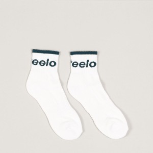 Pasteelo Sports Socks Mid White Dark Teal